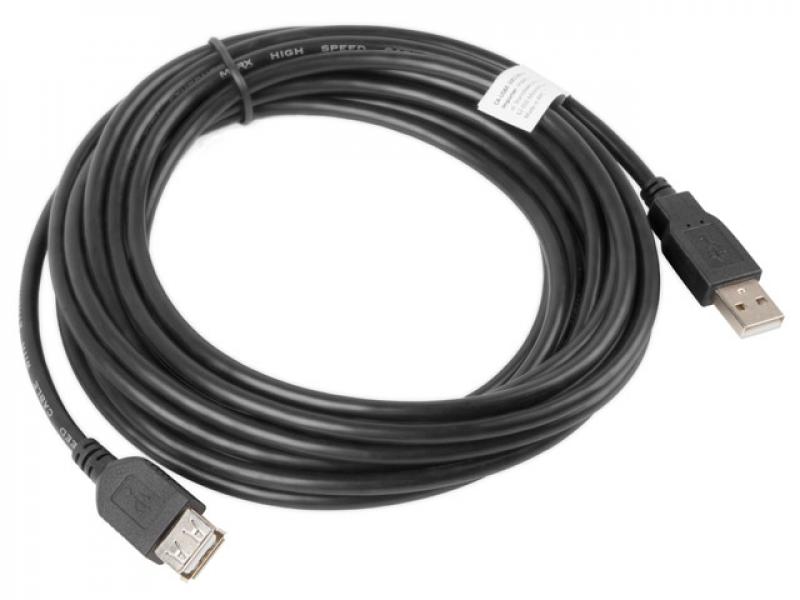 Кабел/адаптер Lanberg extension cable USB 2.0 AM-AF, 5m, blackна ниска цена с бърза доставка - BestPC.BG
