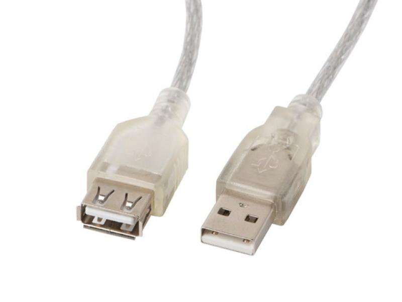 Кабел/адаптер Lanberg extension cable USB 2.0 AM-AF,  1.8m, transparent ferriteна ниска цена с бърза доставка - BestPC.BG