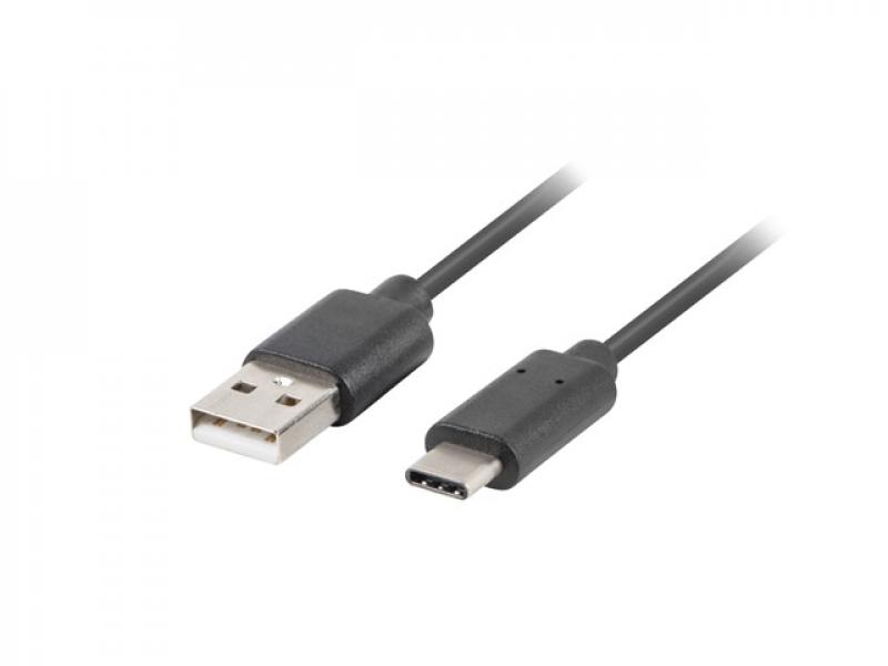 Кабел/адаптер Lanberg USB-C(M) -- USB-A (M) 2.0 cable 1m, black QC 3.0на ниска цена с бърза доставка - BestPC.BG