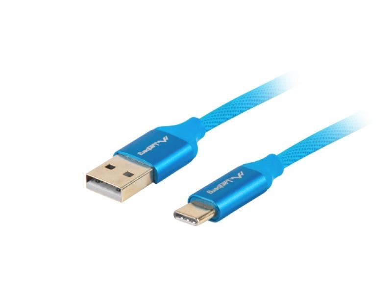 Кабел/адаптер Lanberg USB-C(M) -- USB-A (M) 2.0 cable 1m, blue premium QC 3.0на ниска цена с бърза доставка - BestPC.BG