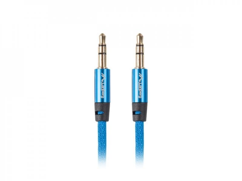 Кабел/адаптер Lanberg mini jack 3.5mm M-M 3 pin cable 1m, blue premiumна ниска цена с бърза доставка - BestPC.BG