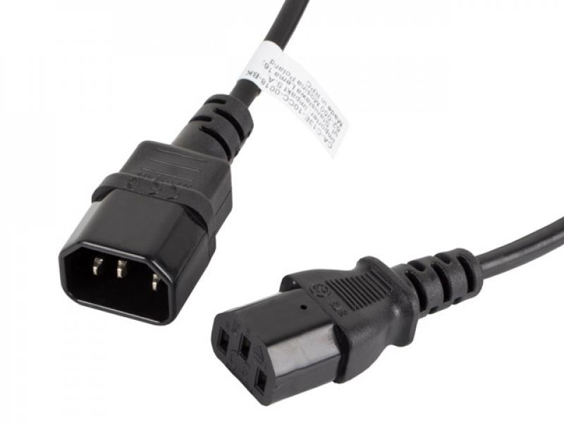 Кабел/адаптер Lanberg extension power supply cable IEC 320 C13 -- C14 1.8m, blackна ниска цена с бърза доставка - BestPC.BG