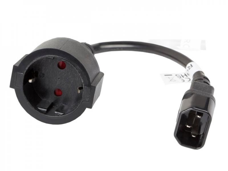 Аксесоар за UPS Lanberg extension power supply cable IEC 320 C14 -- Schuko (F) 20cm, blackна ниска цена с бърза доставка - BestPC.BG