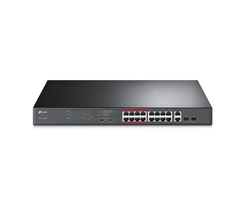 Комутатор/Суич TP-LINK TL-SL1218MP, 16xFE портa, 2xGbE, 2xSFP, неуправляем, PoEна ниска цена с бърза доставка - BestPC.BG