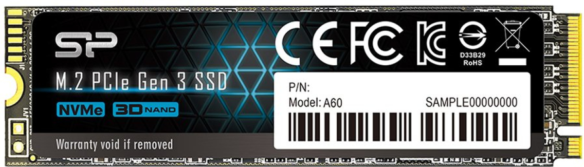 SSD SILICON POWER A60 1TB SSD, M.2 2280, PCIe Gen3x4, SLC CacheReadна ниска цена с бърза доставка - BestPC.BG