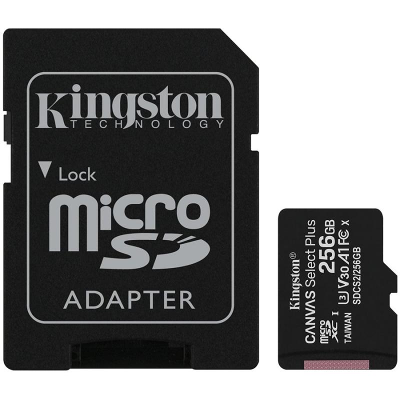 Kingston Canvas Select Plus, 256GB micSDXC , с включен SD адаптер в комплектана ниска цена с бърза доставка - BestPC.BG