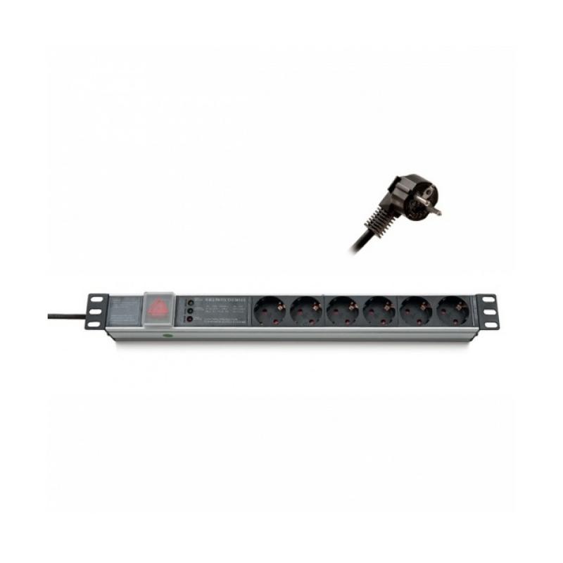 Контакт за шкаф Formrack 19" 6 way power outlet strip (Schuko 230V), on-off switch Aluminium 1Uна ниска цена с бърза доставка - BestPC.BG