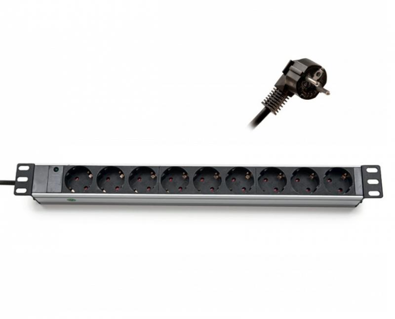 Контакт за шкаф Formrack 19" 9 way power outlet strip (Schuko 230V) Aluminium 1Uна ниска цена с бърза доставка - BestPC.BG