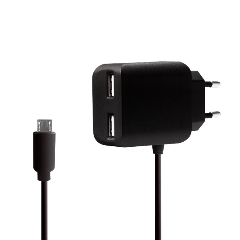Принадлежност за смартфон USB Charger 2x +Micro USB cable 1m, 2.1A, PA0157на ниска цена с бърза доставка - BestPC.BG
