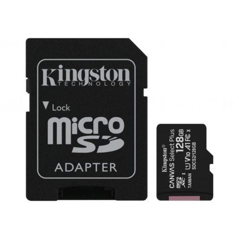 KINGSTON 128GB Micro SD HC Card Class 10 Canvas Select Plus, с адаптер, SDCS2-128GBна ниска цена с бърза доставка - BestPC.BG