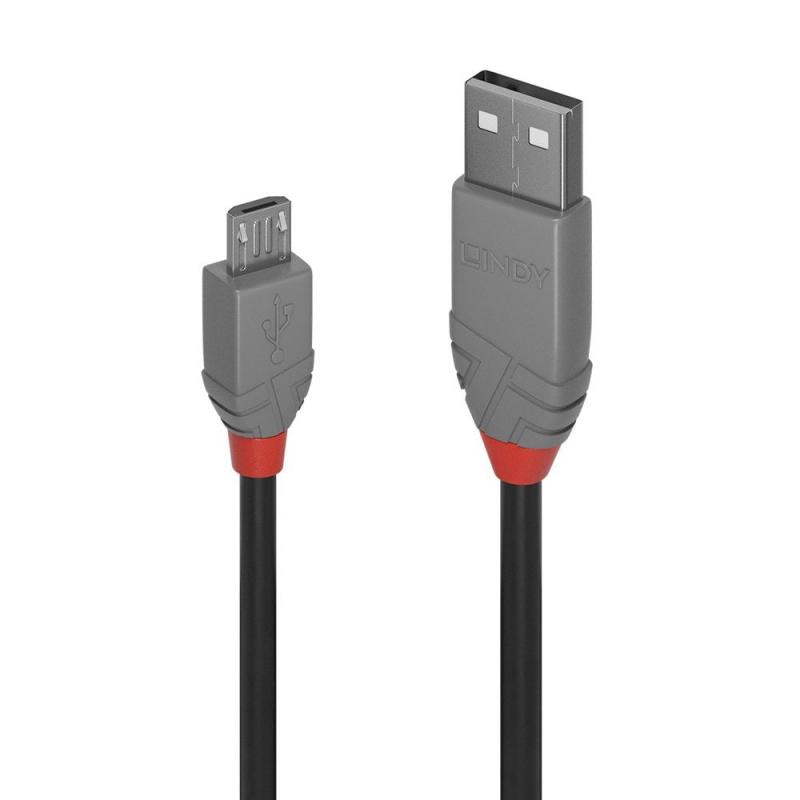 Кабел/адаптер LINDY LNY-36730 :: Kабел USB 2.0 Type A към Micro-B, M-M, Anthra Line, черен, 0.2 мна ниска цена с бърза доставка - BestPC.BG