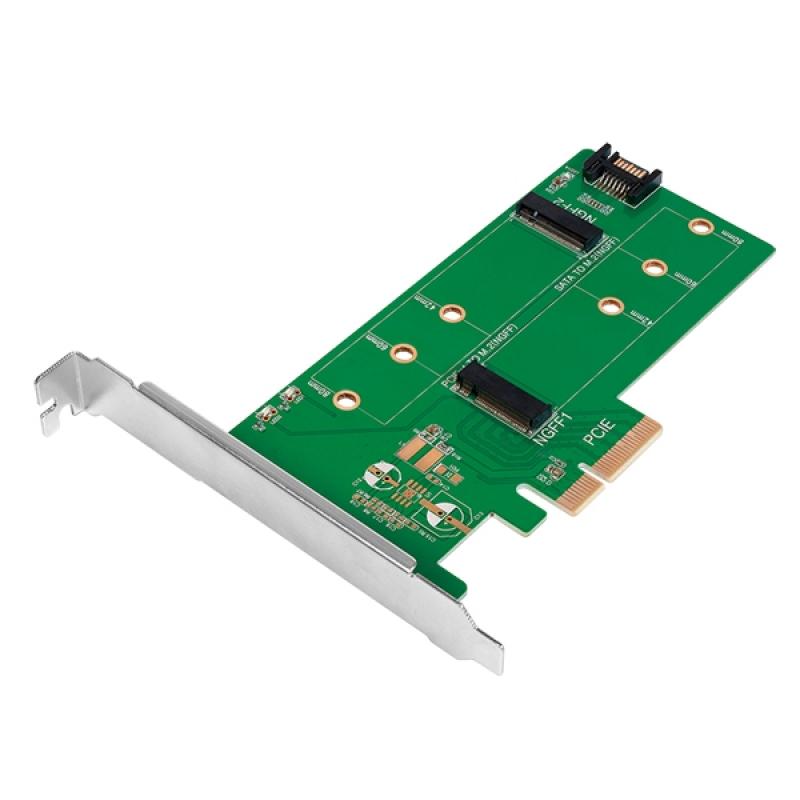 Кабел/адаптер PCI-E Card, M.2 PCIe + M.2 SATA, Logilink PC0083на ниска цена с бърза доставка - BestPC.BG
