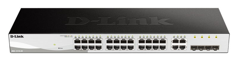 Комутатор/Суич D-Link DGS-1210-28, 28-портов 10-100-1000 Gigabit Smart Switch including 4xSFPна ниска цена с бърза доставка - BestPC.BG