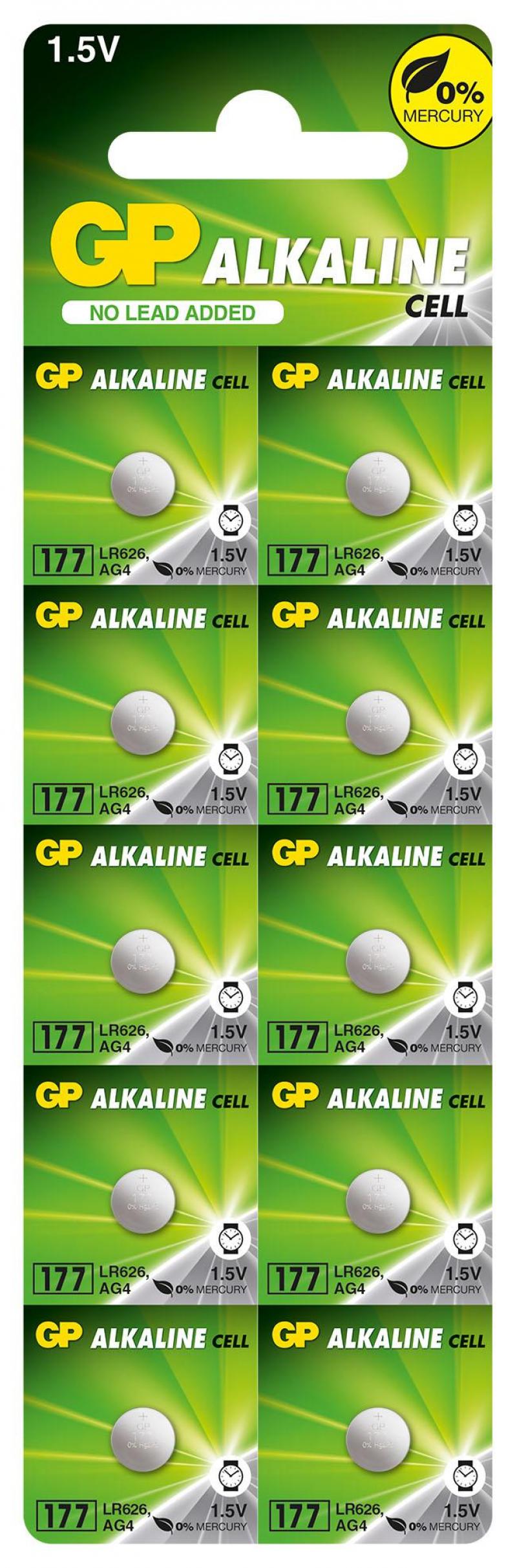 Бутонна алкална батерия GP177 LR-626- 10 бр.-pack цена за 1 бр.- AG4 1.55V GPна ниска цена с бърза доставка - BestPC.BG