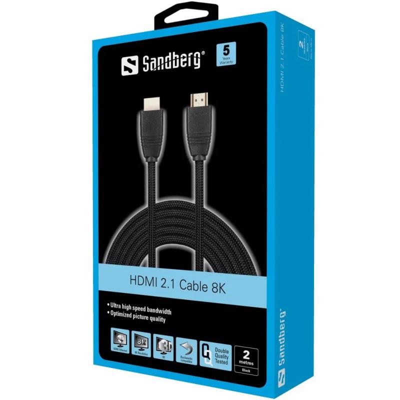 SANDBERG SNB-509-14 :: HDMI 2.1 кабел, 8K, 2.0 мна ниска цена с бърза доставка - BestPC.BG