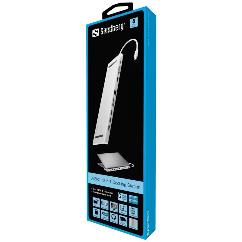 SANDBERG SNB-136-31 :: USB-C докинг станция, 10-in-1на ниска цена с бърза доставка - BestPC.BG
