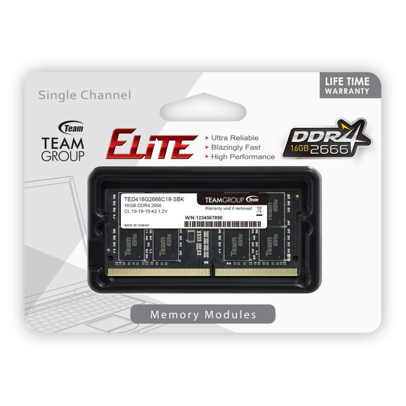 Памет 16GB DDR4 SoDIMM 2666 TEAM ELITEна ниска цена с бърза доставка - BestPC.BG