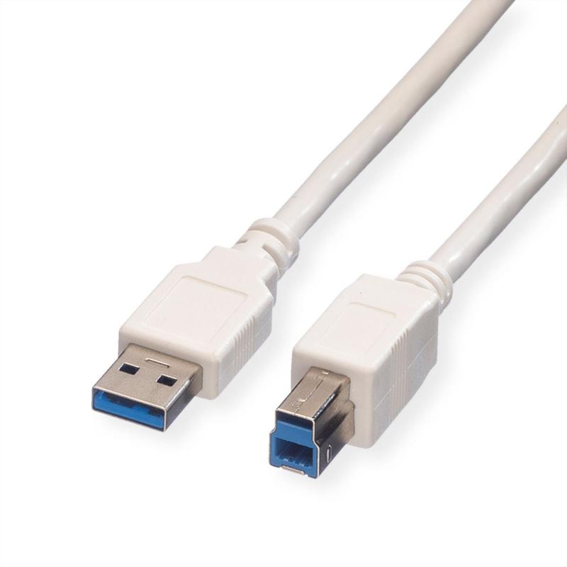 VALUE 11.99.8869 :: USB 3.2 Gen 1 кабел, A - B, M-M, бял, 0.8 мна ниска цена с бърза доставка - BestPC.BG