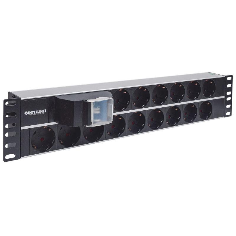 Контакт за шкаф INTELLINET 714051: PDU за 19" шкаф, 2U, 15 гнезда, 16А, On-Off, алуминиев, 3.0 мна ниска цена с бърза доставка - BestPC.BG