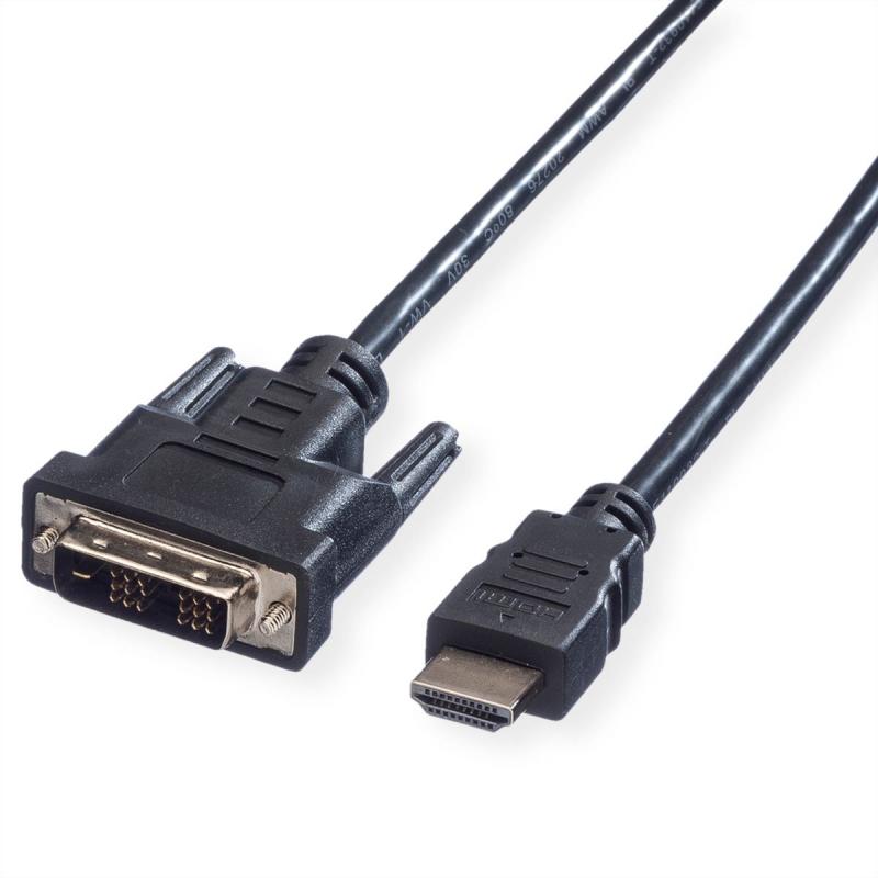 VALUE 11.99.5553 :: DVI кабел, DVI (18+1) - HDMI, M-M, черен, 10.0 мна ниска цена с бърза доставка - BestPC.BG