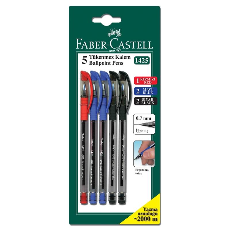 Faber-Castell Химикалка 1425 Fine, асорти, 5 брояна ниска цена с бърза доставка - BestPC.BG