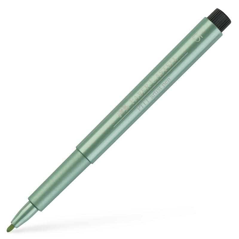 Faber-Castell Маркер Pitt Artist Pen, объл, 1.5 mm, металик, зеленна ниска цена с бърза доставка - BestPC.BG