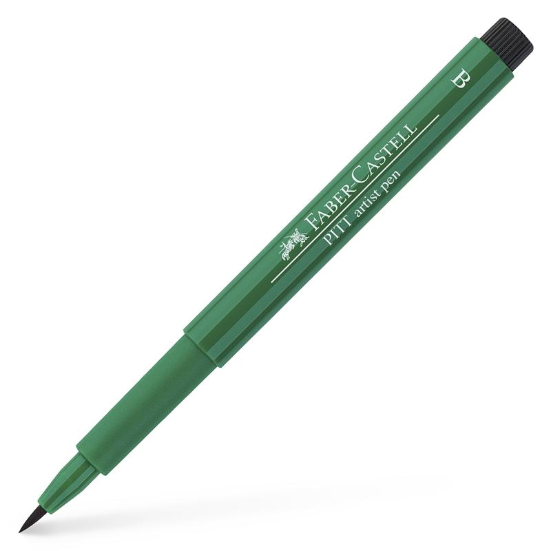 Faber-Castell Маркер-четка Pitt Artist Pen, B, № 264, тъмен фтало зеленна ниска цена с бърза доставка - BestPC.BG