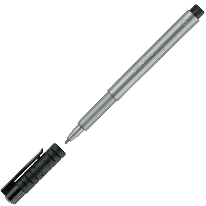 Faber-Castell Маркер Pitt Artist Pen, объл, 1.5 mm, сребристна ниска цена с бърза доставка - BestPC.BG