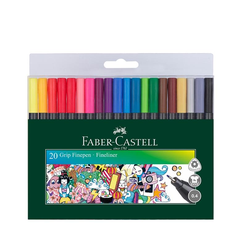 Faber-Castell Тънкописец Grip, 0.4 mm, 20 цвята, в блистерна ниска цена с бърза доставка - BestPC.BG