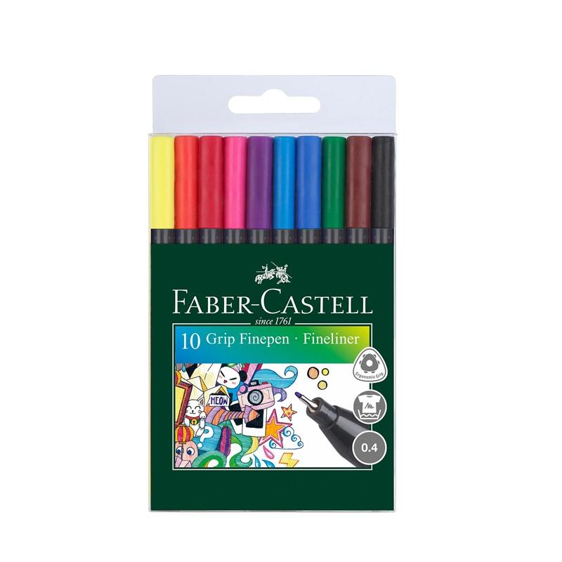 Faber-Castell Тънкописец Grip, 0.4 mm, 10 цвята, в PVC блистерна ниска цена с бърза доставка - BestPC.BG