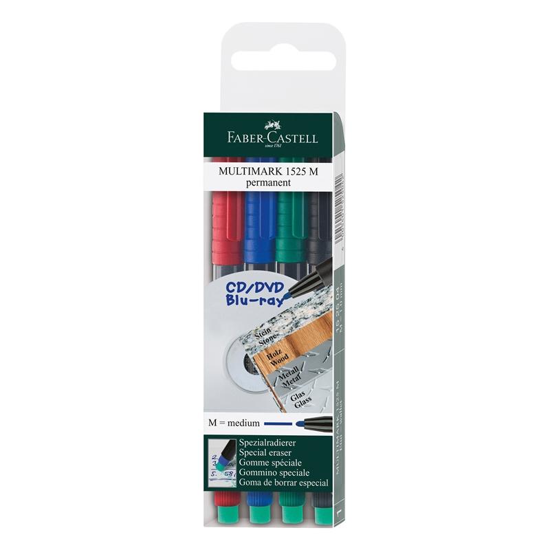 Faber-Castell Тънкописец 1525 OHP M, перманентен, 4 цвятана ниска цена с бърза доставка - BestPC.BG