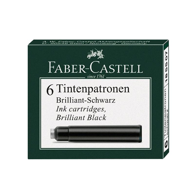 Faber-Castell Патрон за писалка, черно мастило, 6 брояна ниска цена с бърза доставка - BestPC.BG