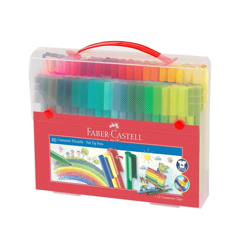 Faber-Castell Флумастери Connector, 80 цвята и 12 клипсана ниска цена с бърза доставка - BestPC.BG