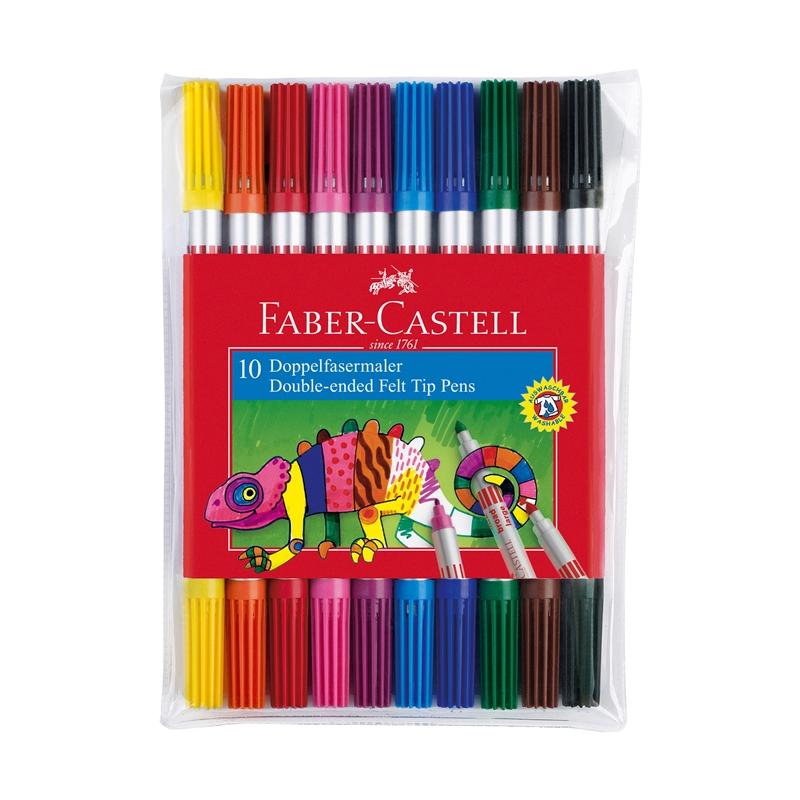 Faber-Castell Флумастери, двойни, 10 цвятана ниска цена с бърза доставка - BestPC.BG
