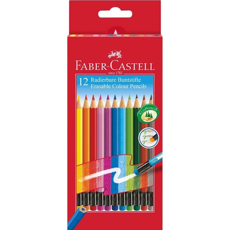 Faber-Castell Цветни моливи, изтриваеми, 12 цвятана ниска цена с бърза доставка - BestPC.BG