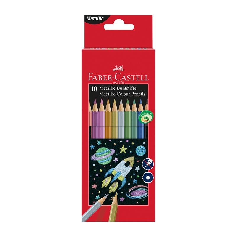 Faber-Castell Цветни моливи, 10 металикови цвятана ниска цена с бърза доставка - BestPC.BG