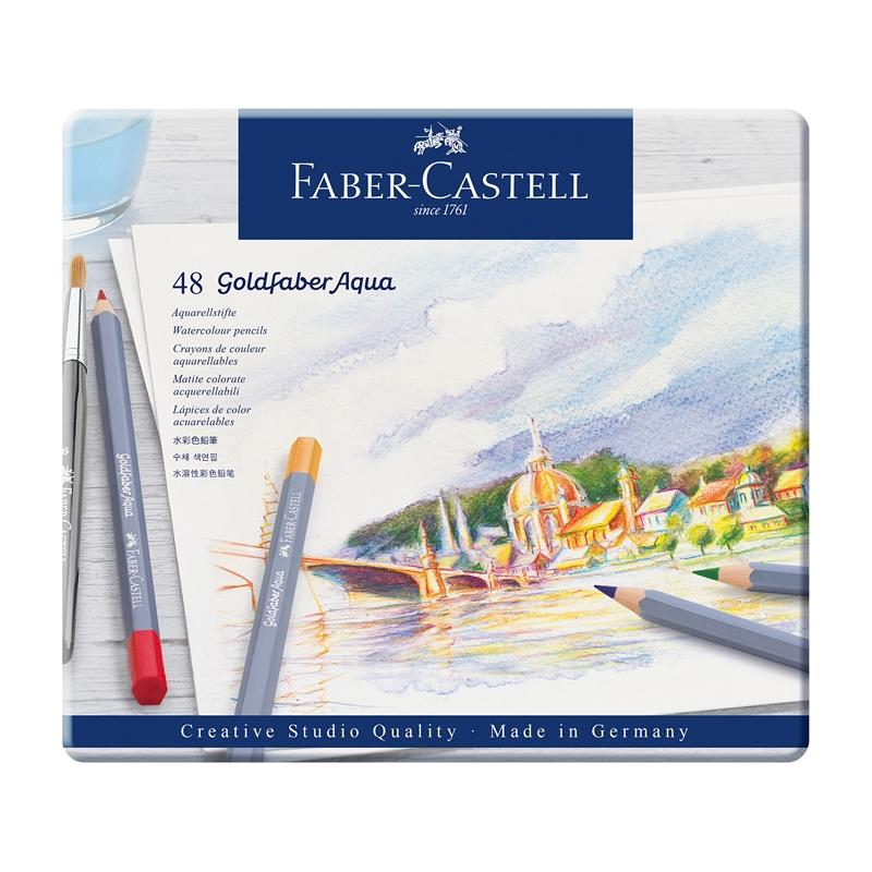 Faber-Castell Акварелни моливи Goldfaber Aqua, 48 цвята, в метална кутияна ниска цена с бърза доставка - BestPC.BG