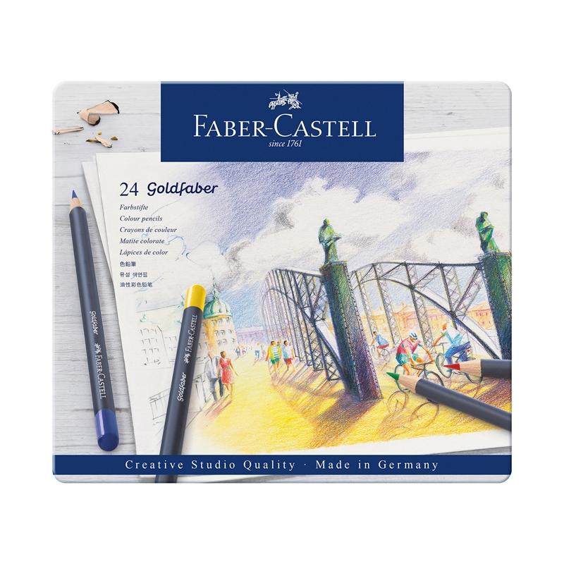 Faber-Castell Цветни моливи Goldfaber, 24 цвята, в метална кутияна ниска цена с бърза доставка - BestPC.BG