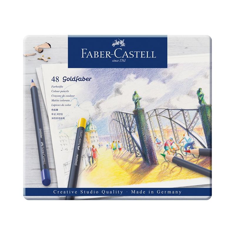 Faber-Castell Цветни моливи Goldfaber, 48 цвята, в метална кутияна ниска цена с бърза доставка - BestPC.BG