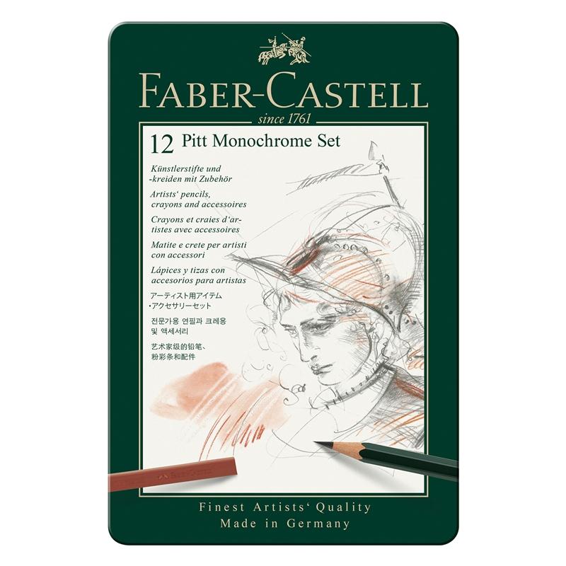 Faber-Castell Комплект моливи Pitt Monochrome, 12 броя в метална кутияна ниска цена с бърза доставка - BestPC.BG