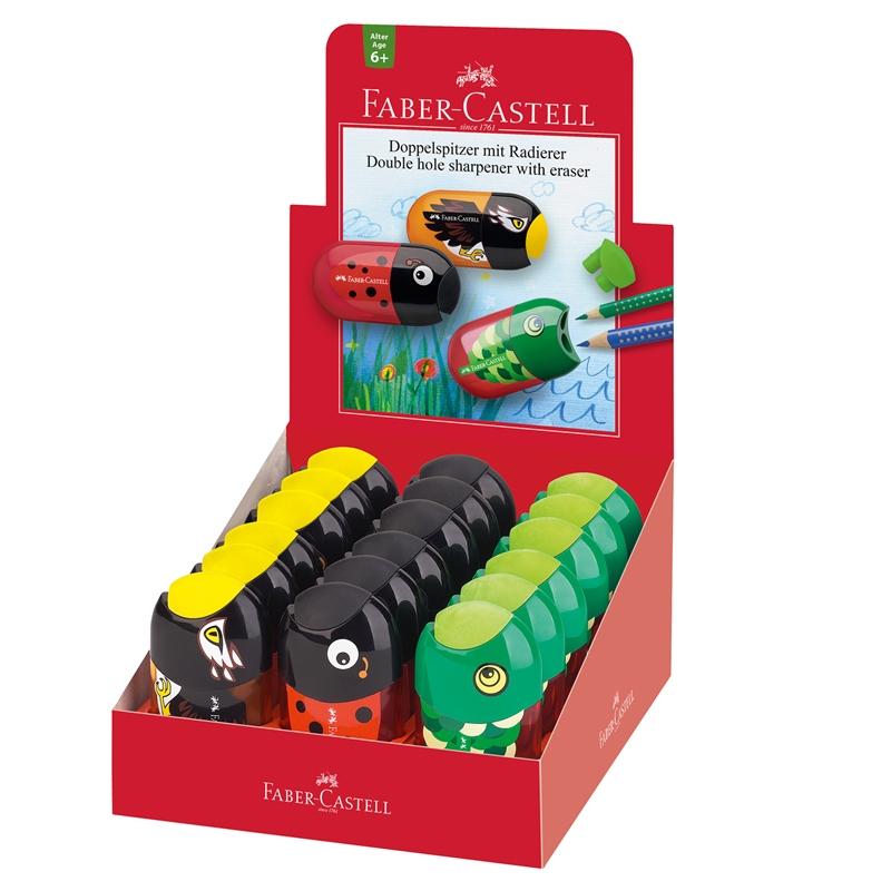 Faber-Castell Острилка, двойна, с гума, риба-калинка-орел, 18 броя в дисплейна ниска цена с бърза доставка - BestPC.BG