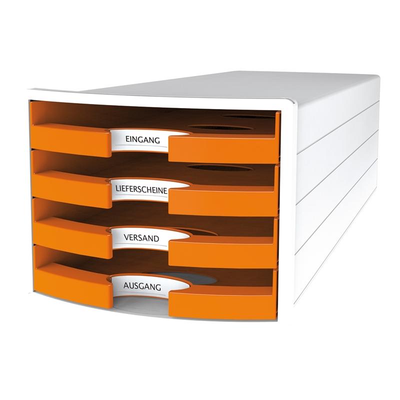 HAN Бокс за документи Impuls Trend, с 4 чекмеджета, оранжевна ниска цена с бърза доставка - BestPC.BG