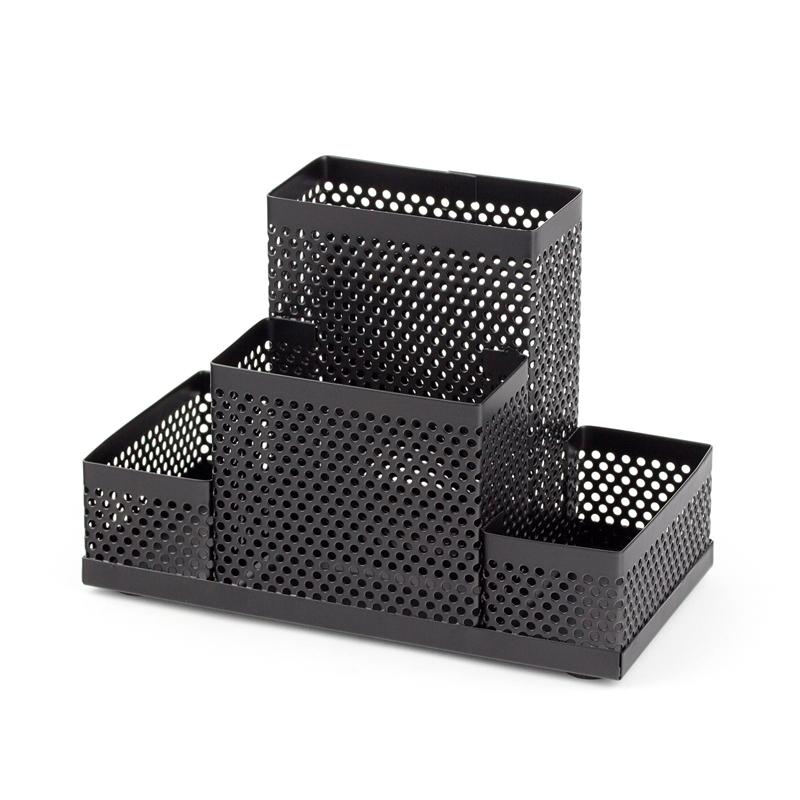 Office 1 Органайзер за бюро, с 4 отделения, мрежест, метален, черенна ниска цена с бърза доставка - BestPC.BG