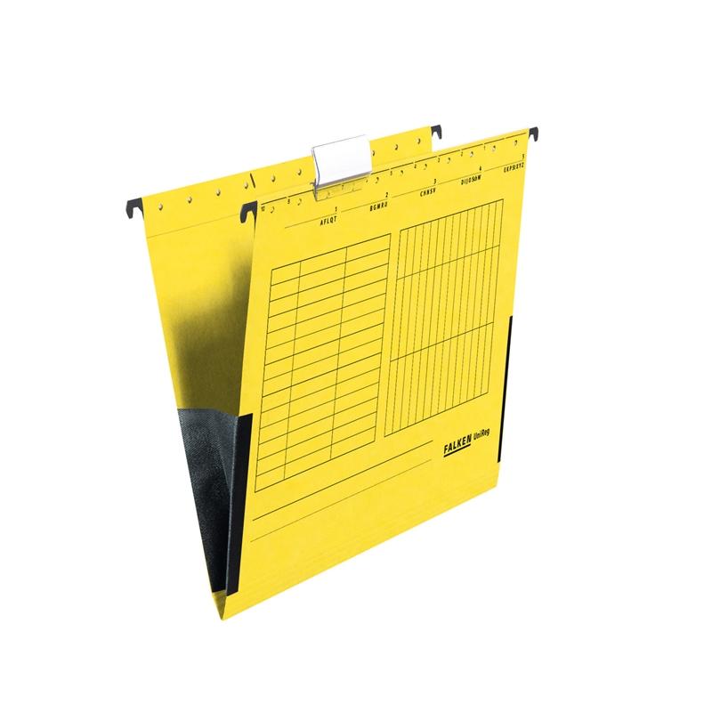 Falken Папка за картотека, V-образна, с ограничител, жълта, 5 брояна ниска цена с бърза доставка - BestPC.BG