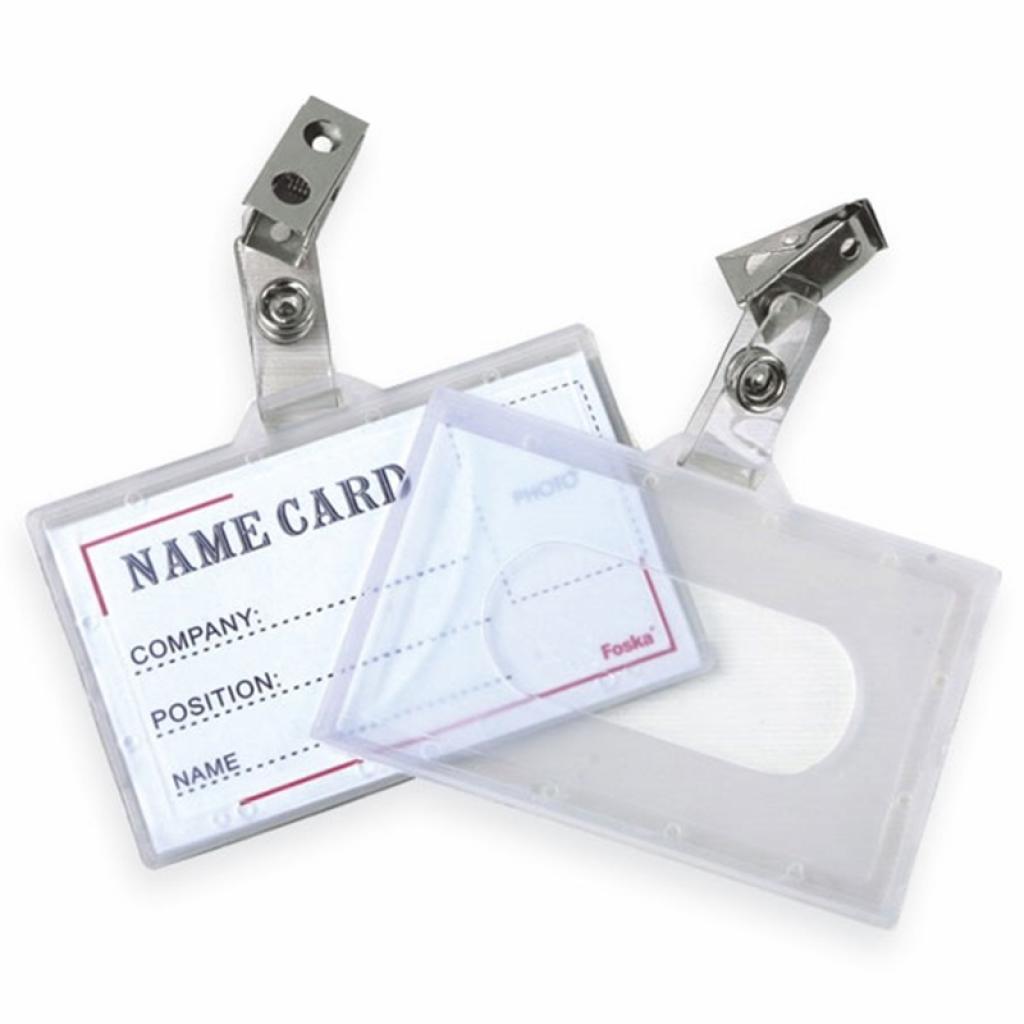 Продукт Foska Бадж, пластмасов, двулицев, хоризонтален, с клипс, 92 х 59 mm, 50 брояна ниска цена с бърза доставка - BestPC.BG