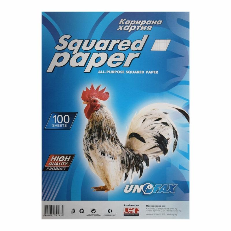 Хартия за принтер Unofax Карирана хартия, A4, вестникарска, 100 листана ниска цена с бърза доставка - BestPC.BG