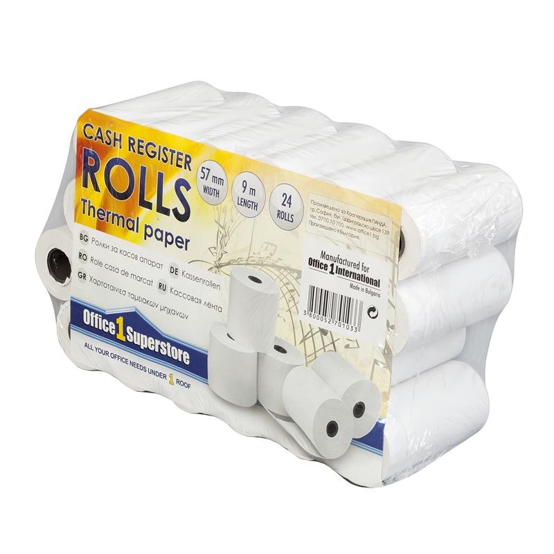 Office 1 Касова ролка, термо, широчина 57 mm, дължина 9 m, 24 брояна ниска цена с бърза доставка - BestPC.BG