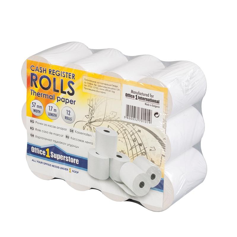 Office 1 Касова ролка, термо, широчина 57 mm, дължина 17 m, 12 брояна ниска цена с бърза доставка - BestPC.BG