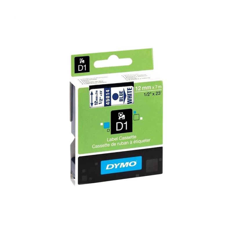 Касета за етикетен принтер Dymo Лента 45014, 12 x 7 m, сини букви-бял фонна ниска цена с бърза доставка - BestPC.BG