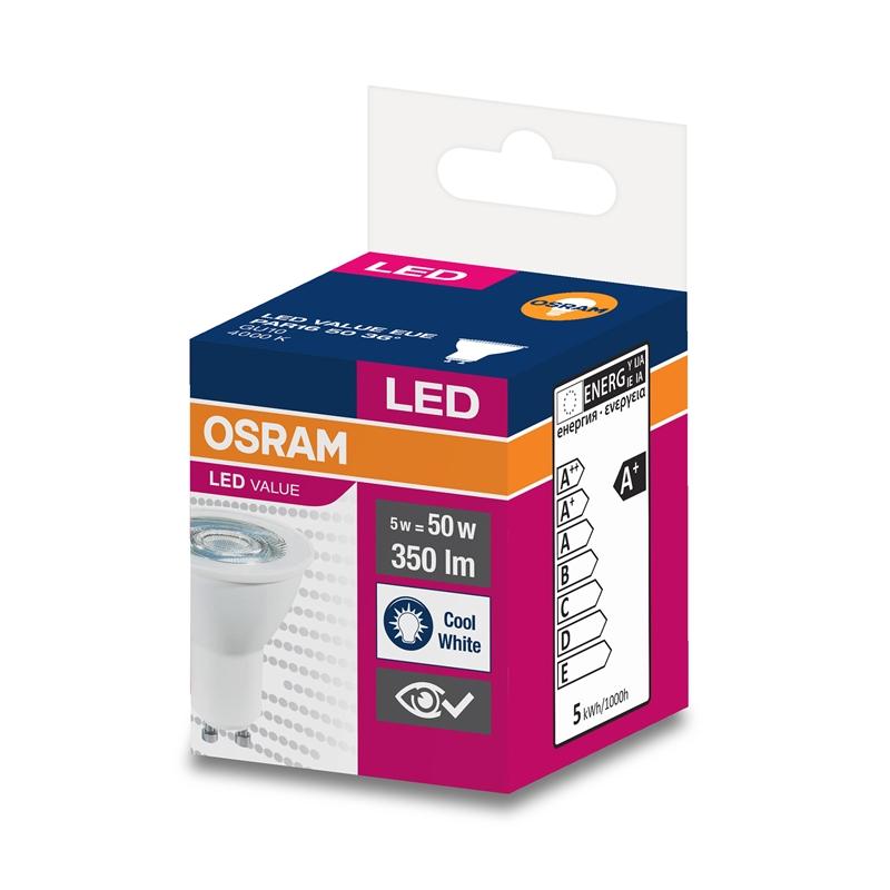 LED Крушка Kрушка Osram LED, GU10, 5W, 230V, 350 lm, 4000Kна ниска цена с бърза доставка - BestPC.BG